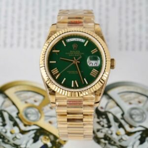 rolex day date 36mm – gold grün diamanten